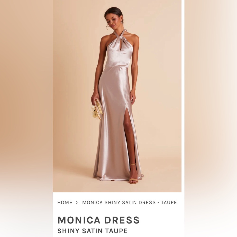 Birdy Grey Monica Satin Dress, Taupe, Size S, Never worn, in original packaging